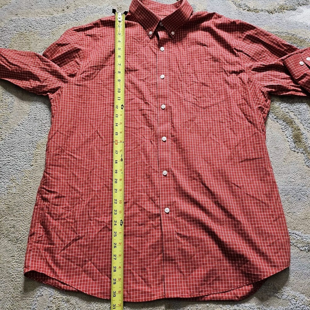 LL Bean Traditional Fit Long Sleeve Button Down Red Check Mens Large - Picture 10 of 11